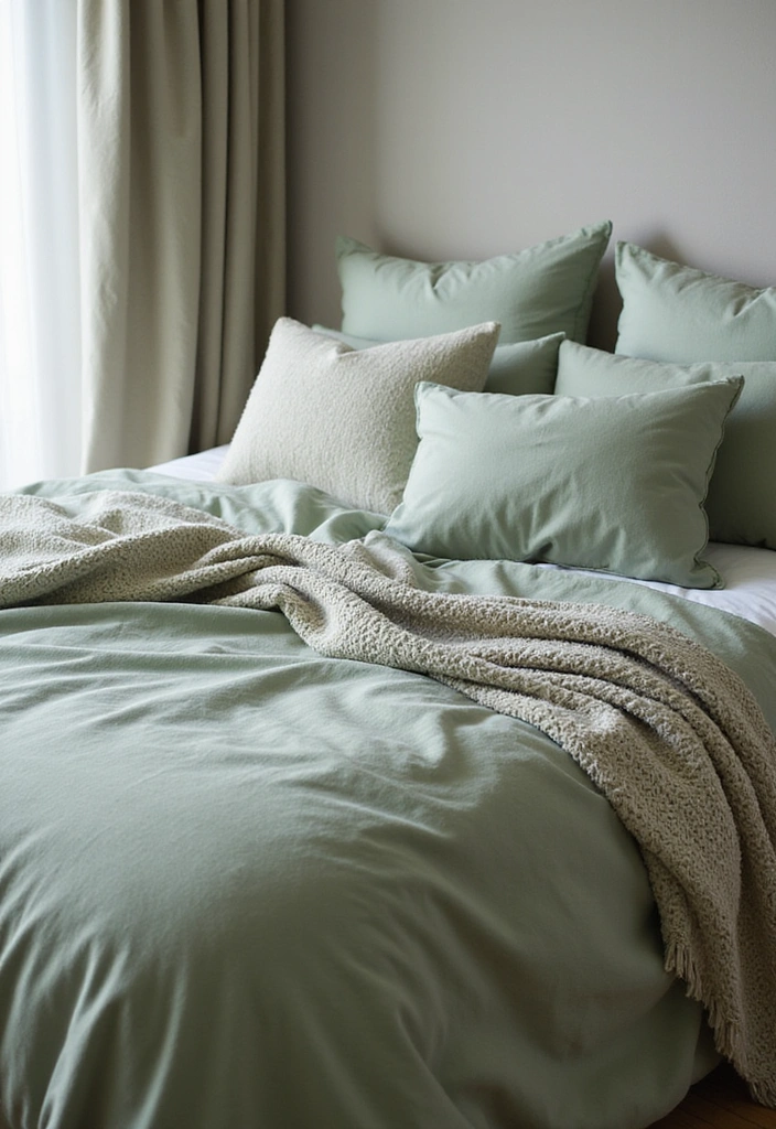 20 Sage Green Bedroom Ideas That’ll Transform Your Space Into a Dream Oasis! - 14. Sage Green Bedding Sets