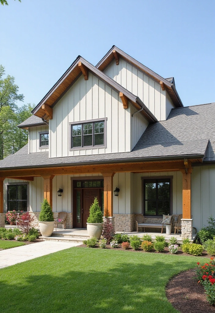 20 Modern Farmhouse Exteriors That Redefine Elegance! - 7. Vertical Siding Trends