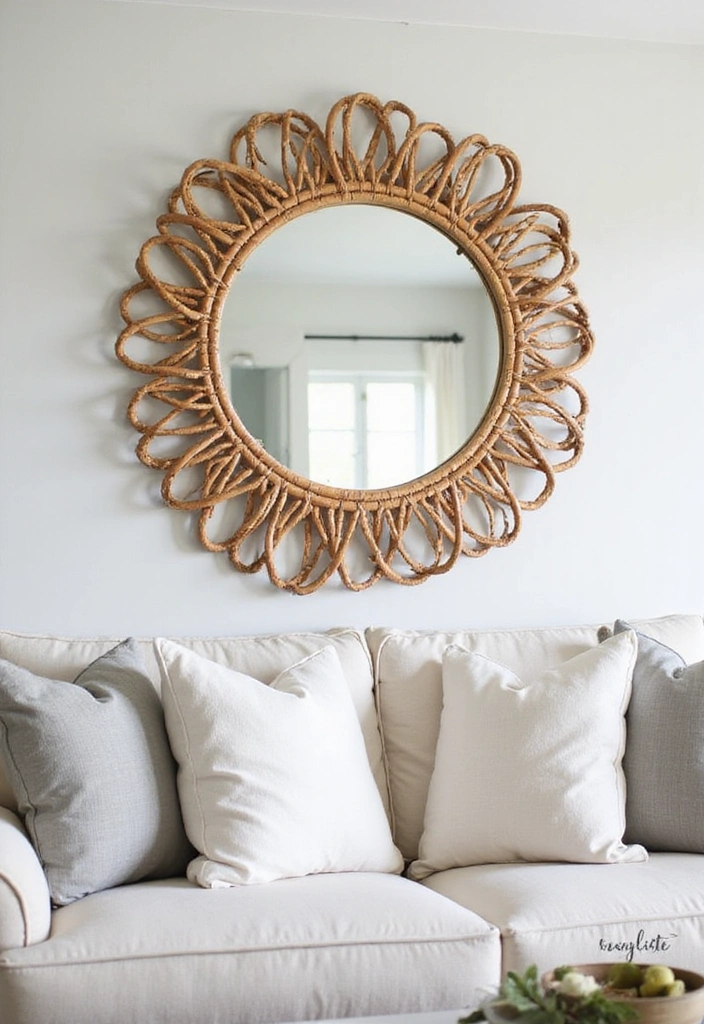 25 Decor Inspirations for a Stylish Coastal Farmhouse Living Room (You’ll Love #4!) - 11. Decorative Mirrors