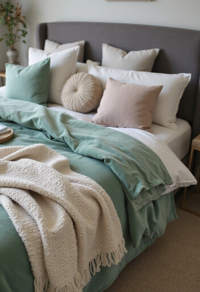 20 Sage Green Bedroom Ideas That’ll Transform Your Space Into a Dream Oasis! - 2. Layered Textures
