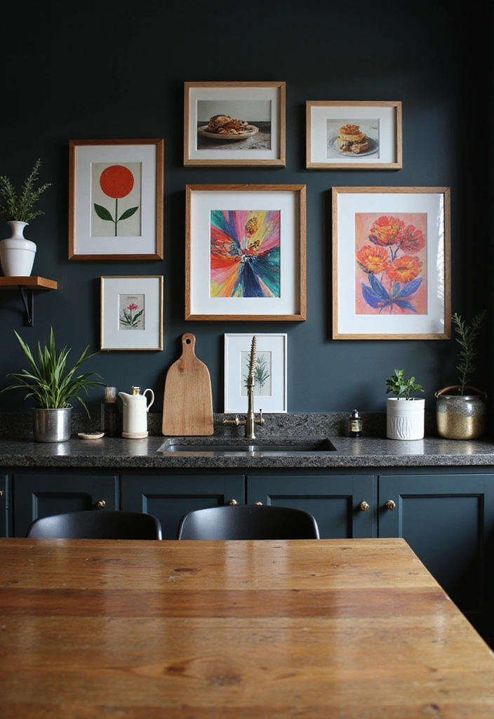 22 Moody Kitchens That Will Ignite Your Design Passion! - 10. Incorporating Artful Decor