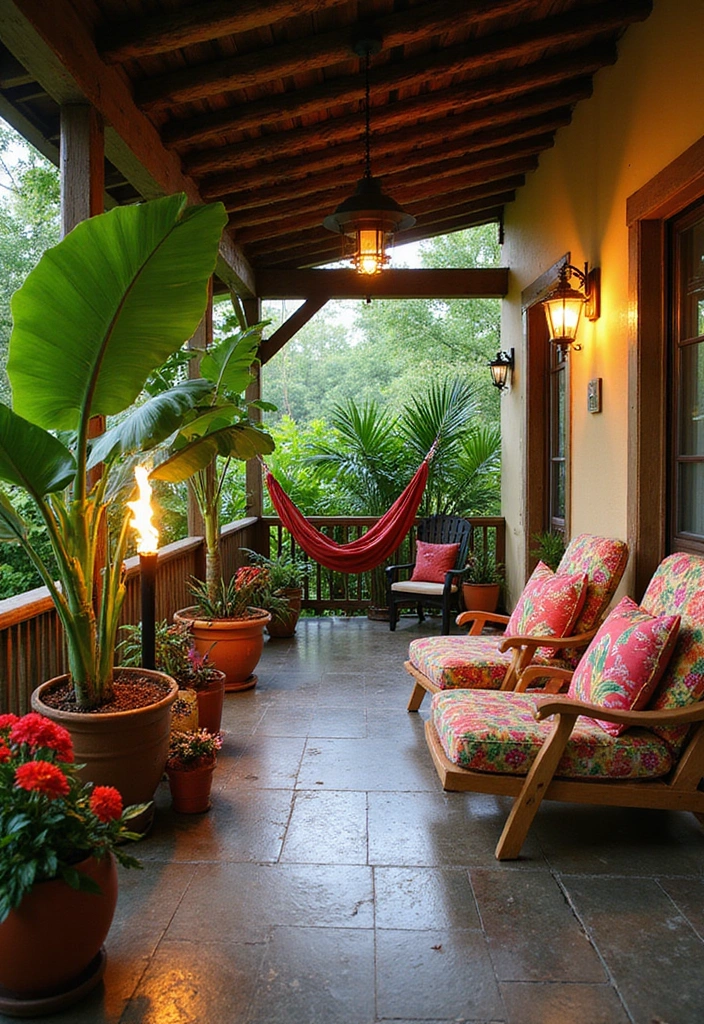 20 Seasonal Front Porch Ideas That Will Make Your Neighbors Jealous! - 16. Tropical Paradise