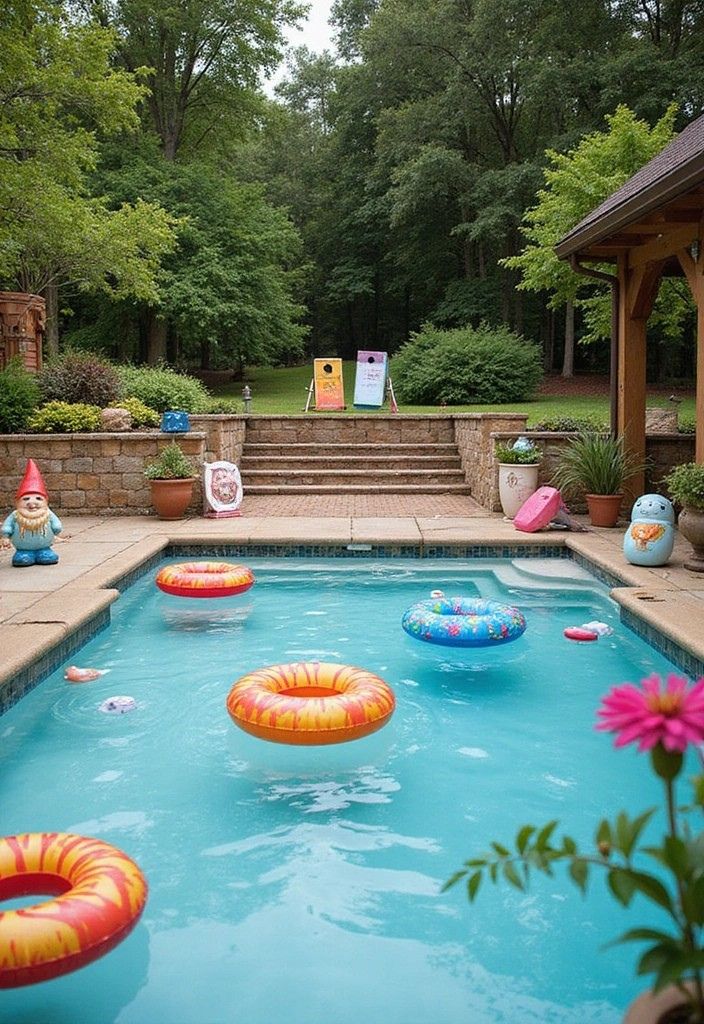 21 Plunge Pool Landscaping Ideas to Create Your Dream Oasis! - 10. Playful Poolside Decor