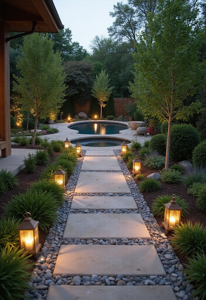 21 Plunge Pool Landscaping Ideas to Create Your Dream Oasis! - 17. Garden Paths and Walkways
