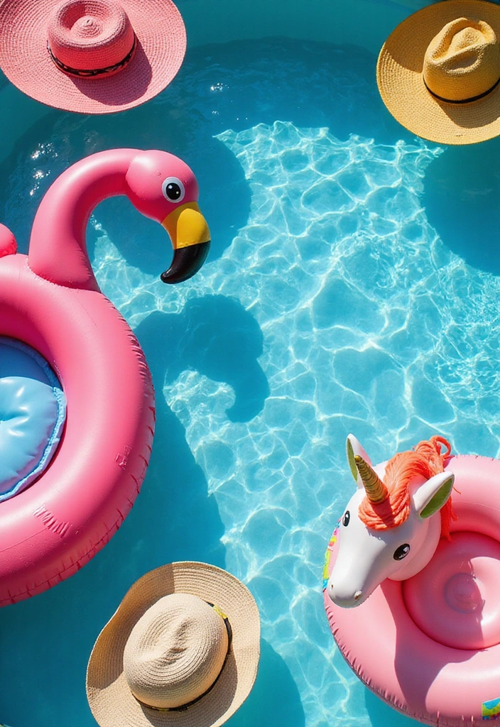 18 Budget-Friendly Pool Decor Ideas That Look Expensive (But Aren't!) - 2. Colorful Pool Floats