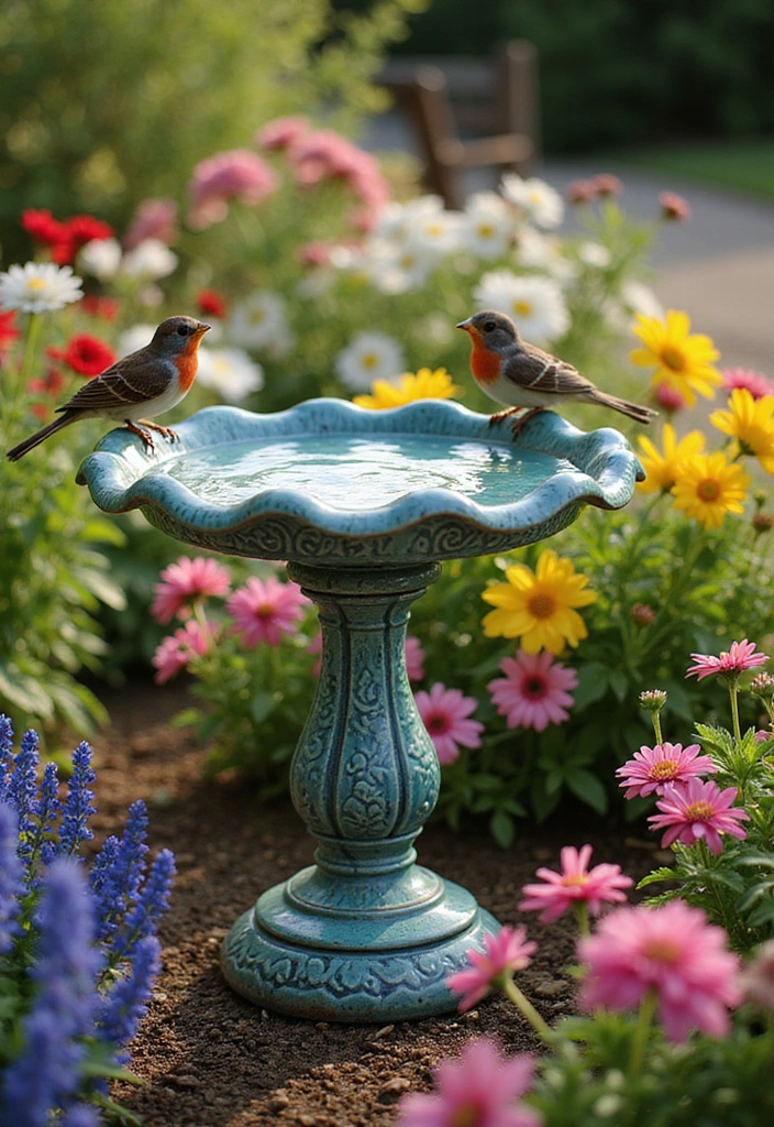 20 Space-Saving Small Garden Decor Ideas You’ll Wish You Knew Sooner! - 18. Decorative Bird Baths