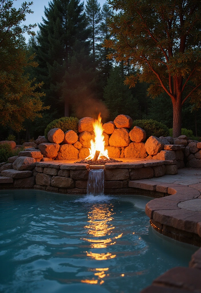 21 Plunge Pool Landscaping Ideas to Create Your Dream Oasis! - 14. Fire and Water Features