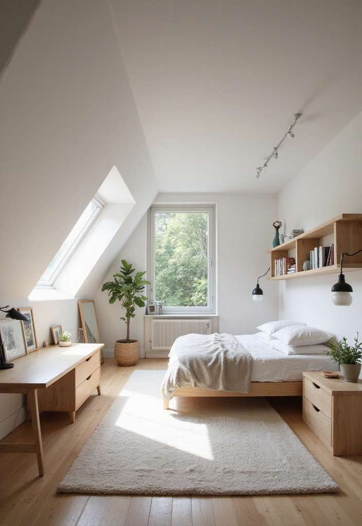 20 Attic Bedroom Designs That Redefine Cozy Living! - 2. Modern Minimalism
