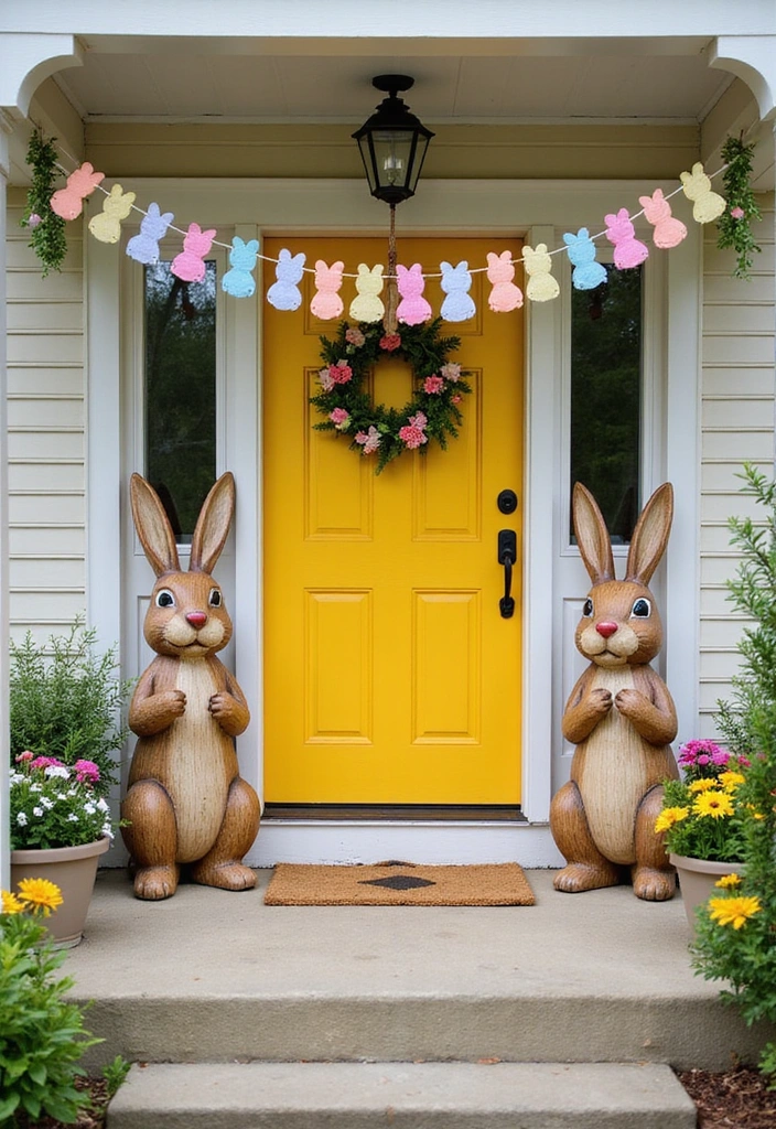 25 Must-Try Easter Front Porch Decor Ideas for a Show-Stopping 2025! - 3. Bunny-Themed Decor