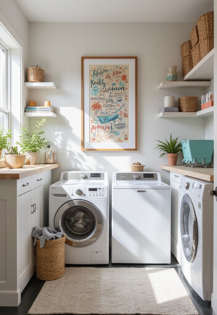 20 Space-Saving Laundry Room Hacks That Will Make You Want to Do Laundry! - 17. Wall Art with a Purpose