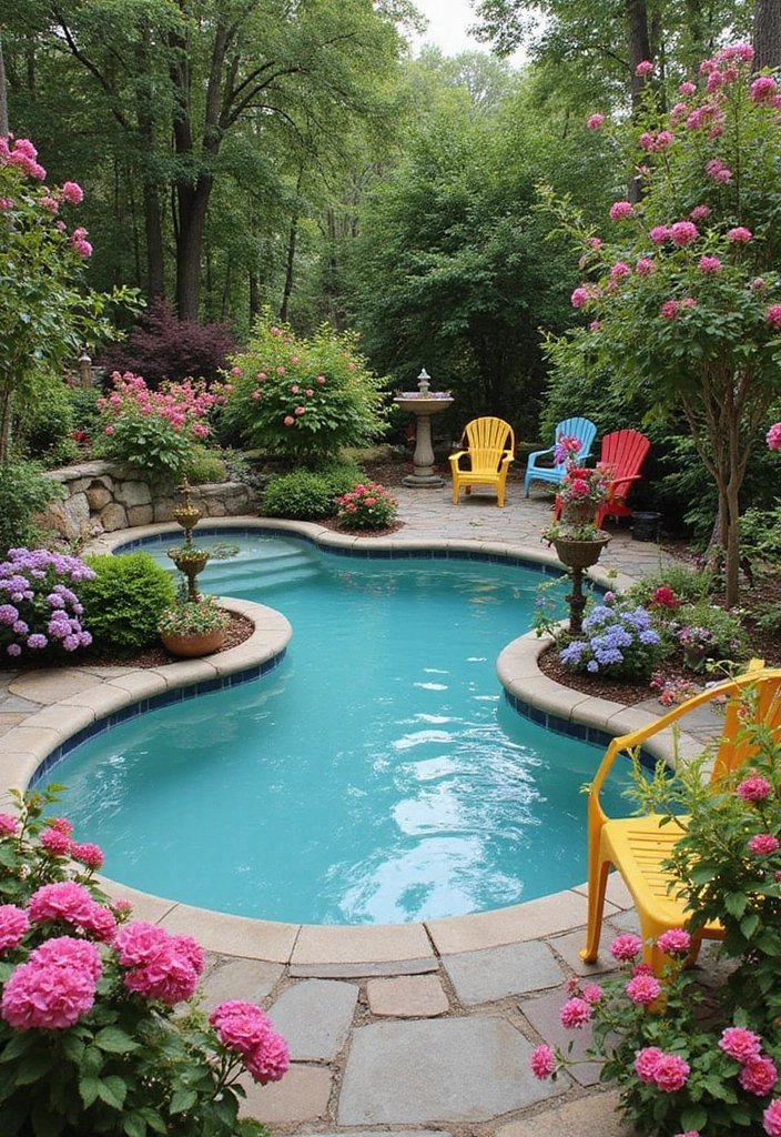 21 Plunge Pool Landscaping Ideas to Create Your Dream Oasis! - 7. Colorful Floral Oasis