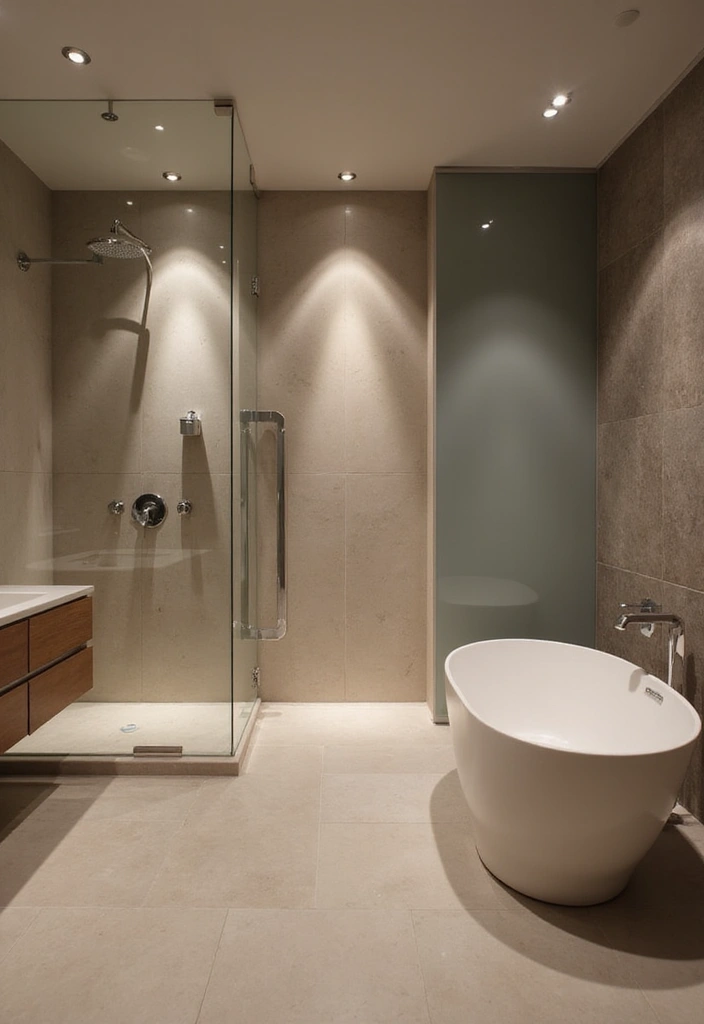 19 Bathroom Lighting Ideas That Create a Spa-Like Ambiance! - 8. Ambient LED Recessed Lighting