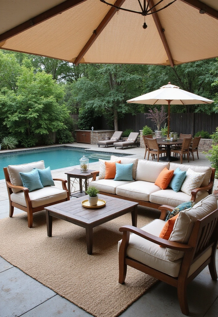21 Plunge Pool Landscaping Ideas to Create Your Dream Oasis! - 12. Outdoor Living Room