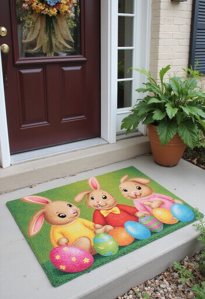 25 Must-Try Easter Front Porch Decor Ideas for a Show-Stopping 2025! - 11. Seasonal Door Mats