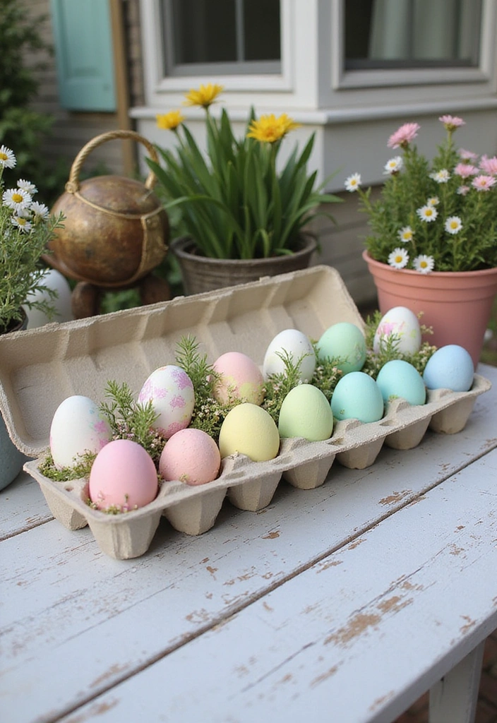 25 Must-Try Easter Front Porch Decor Ideas for a Show-Stopping 2025! - 19. Egg Carton Displays