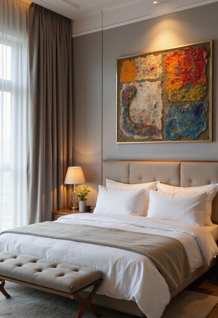 20 Noise Reduction Tricks to Achieve a Relaxing Bedroom Atmosphere (You’ll Love #9!) - 18. Sound-Absorbing Wall Art