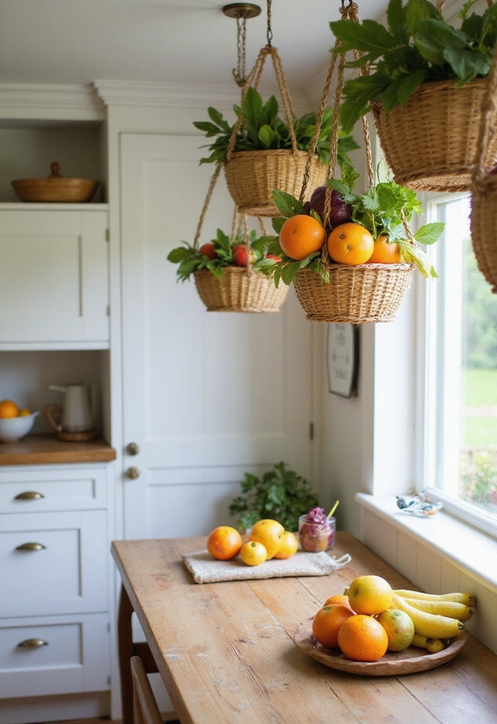 22 Space-Saving Kitchen Solutions for Small Apartments That Are Genius! - 10. Hanging Fruit Baskets