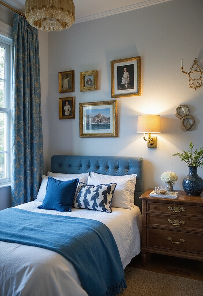 26 Blue Boho Bedroom Ideas That Will Make You Say 'Wow' (Don't Miss #10!) - 17. Blue and Gold Accents