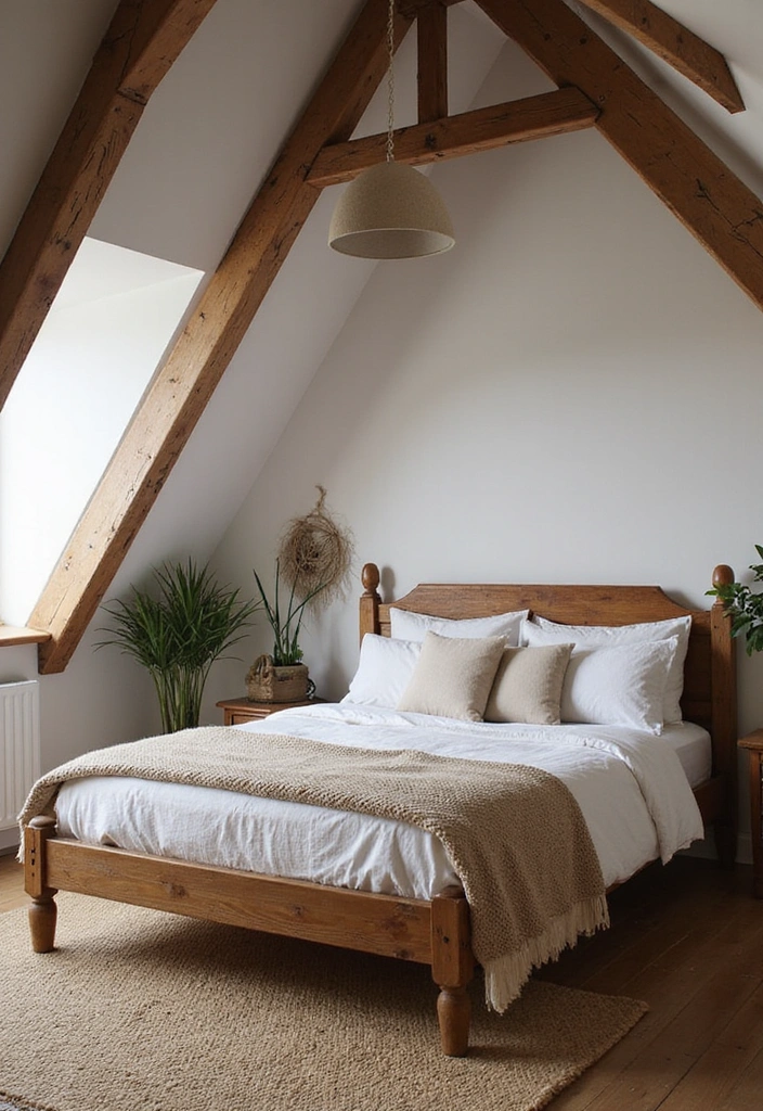 20 Attic Bedroom Designs That Redefine Cozy Living! - 1. Rustic Charm with Wooden Beams