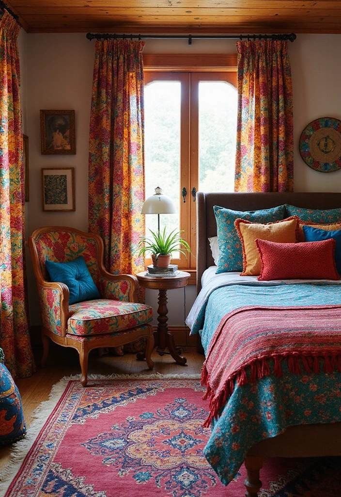 25 Boho Style Bedroom Inspirations That Will Spark Your Creativity! - 10. A Splash of Colorful Textiles